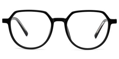 Vicki prescription oval female eyeglasses in acetate materials, front 45° color black